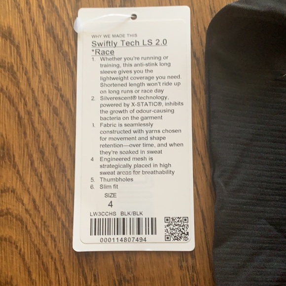 LULULEMON SWIFTLY TECH LS 2.0 race length. - Picture 2 of 2